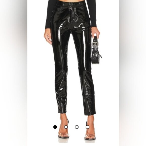NEW Agolde Black Patent Leather Skinny Pants Size 23 NWT - Picture 1 of 4
